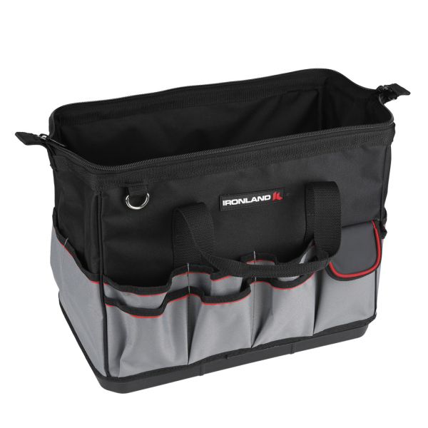 gate mouth tool bag with double-slider zipper