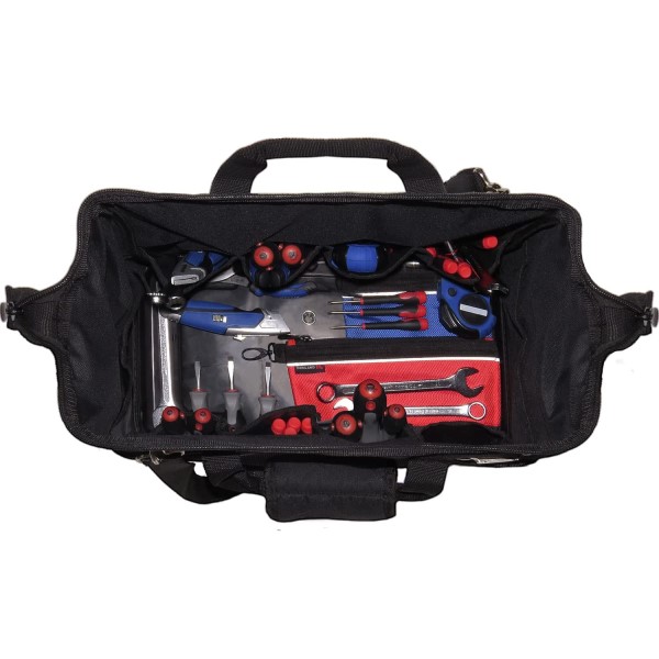 main compartment of 18 inch wide mouth tool bag