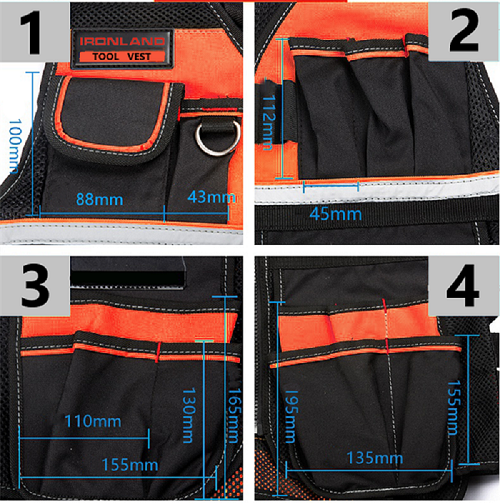 multi pockets of tool vest